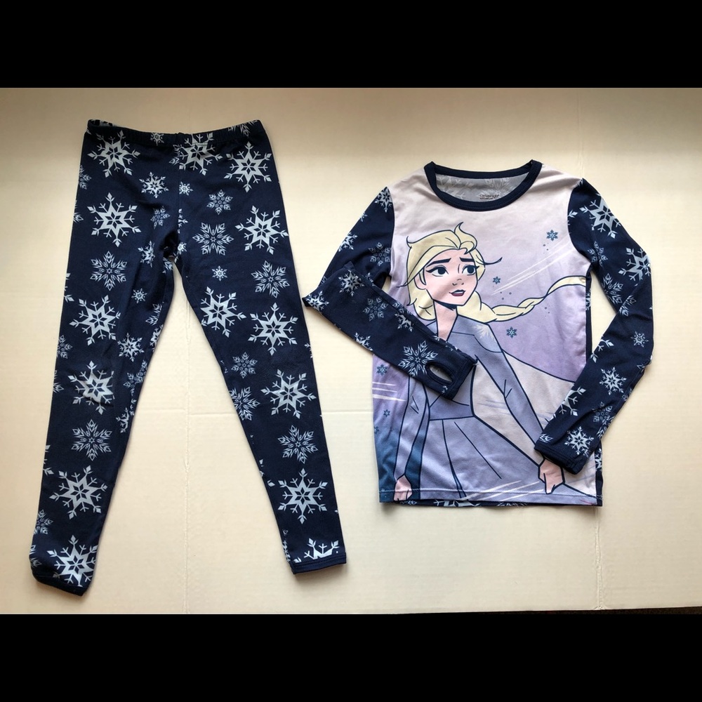 XS Cuddl Duds Frozen thermals / PJs w/ thumb holes